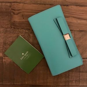 Kate Spade Leather Turquoise Bow Wallet